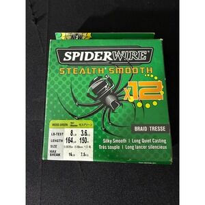 SpiderWire Stealth Smooth x12‎ Braid 8lb Moss Green New 164yd 150m Fishing Line